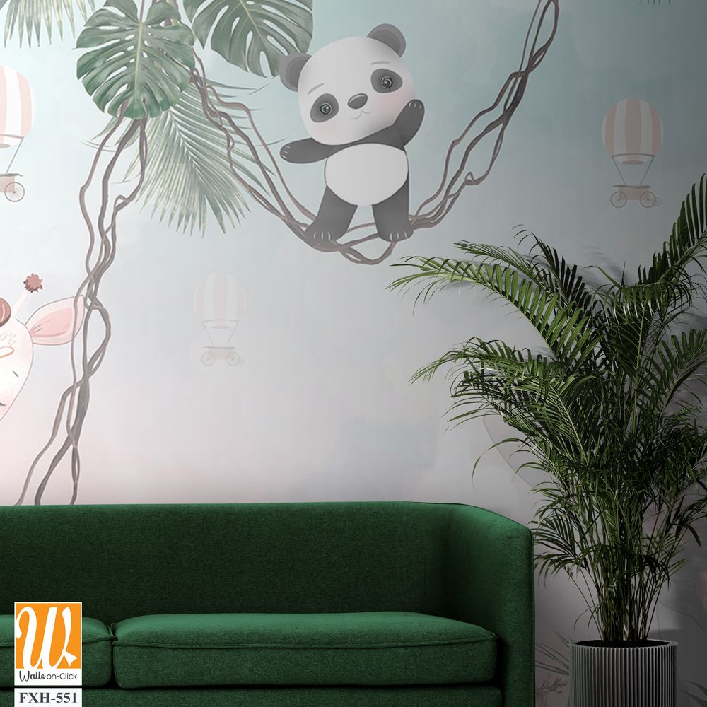 Cute animals wallpaper design for kids room [WP-FXH-551]