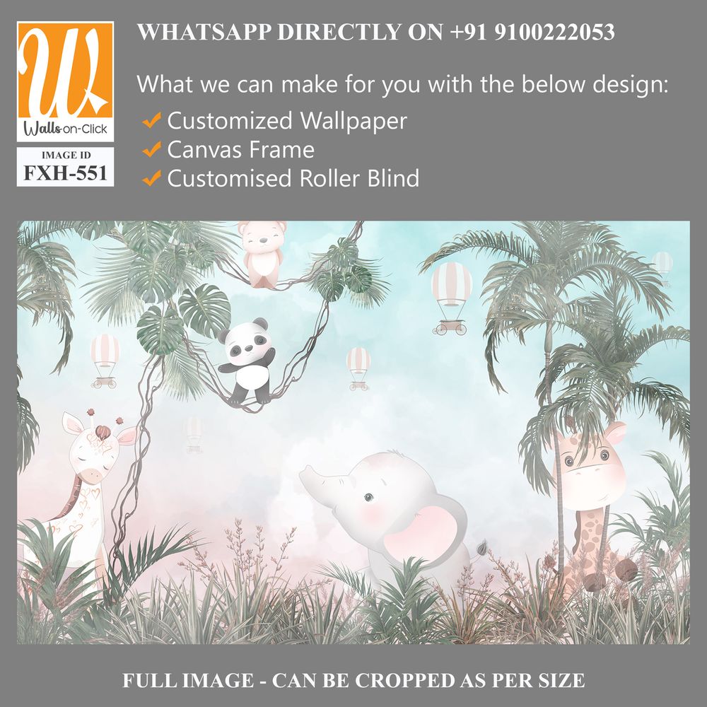 Cute animals wallpaper design for kids room [WP-FXH-551]