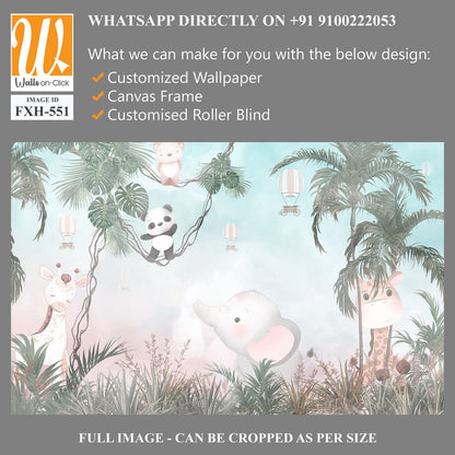 Cute animals wallpaper design for kids room [WP-FXH-551]