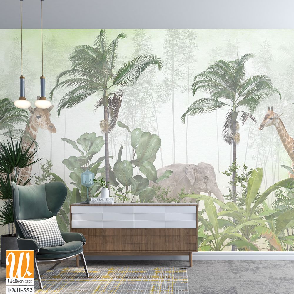 Cute animals wallpaper design for kids room [WP-FXH-552]
