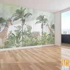 Cute animals wallpaper design for kids room [WP-FXH-552]