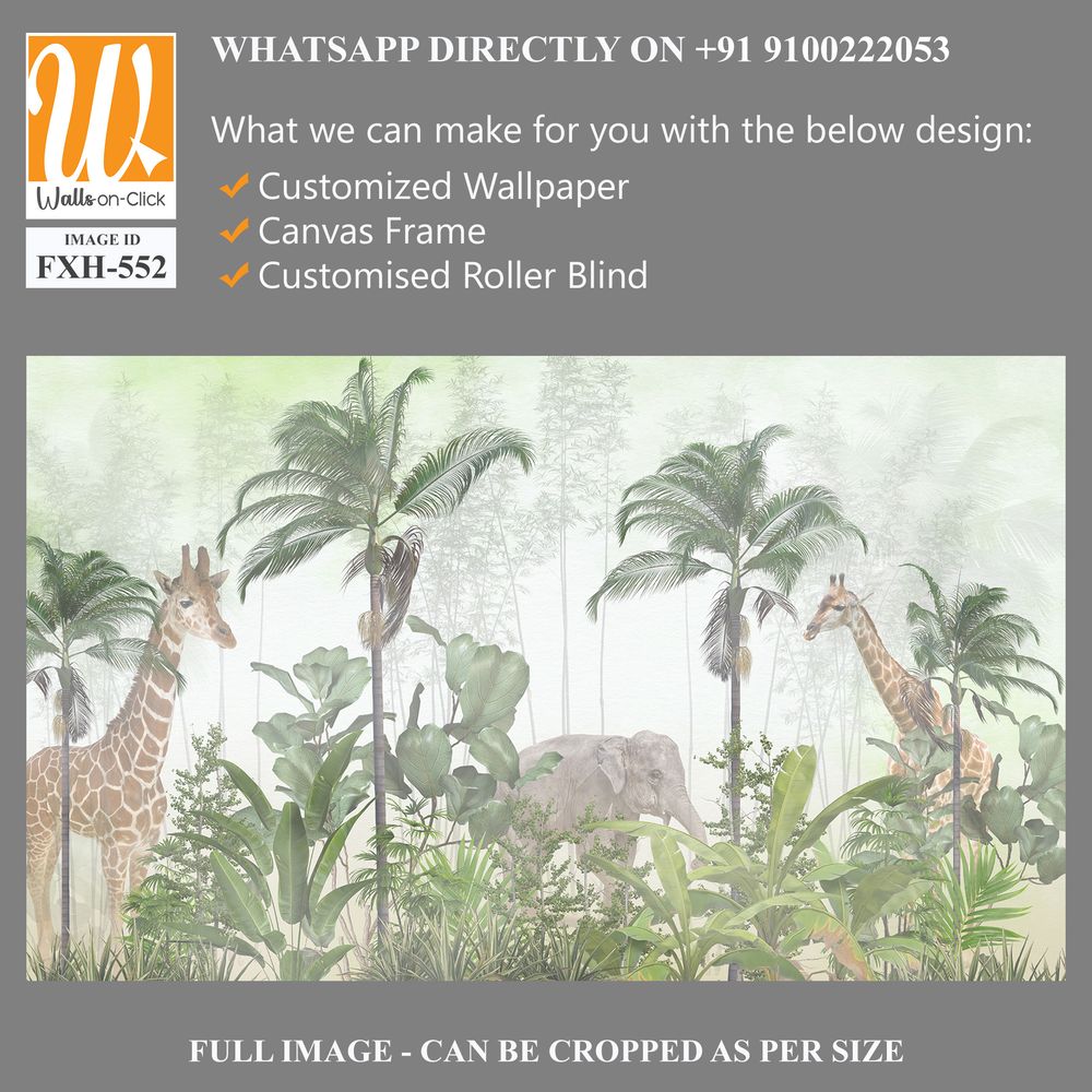 Cute animals wallpaper design for kids room [WP-FXH-552]
