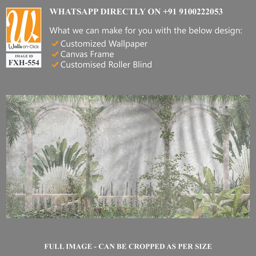 Tropical Trees and leaves wallpaper design for digital printing - 3D illustration [WP-FXH-554]