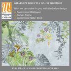 Tropical plants, flowers and leaves on a light background. Great choise for wallpaper, photo wallpaper, mural, card, postcard, home decor, poster. Design for modern and loft interior. [WP-FXH-556]