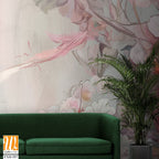 Art drawing on which leaves and flowers oil technique, photo wallpaper [WP-FXH-557]