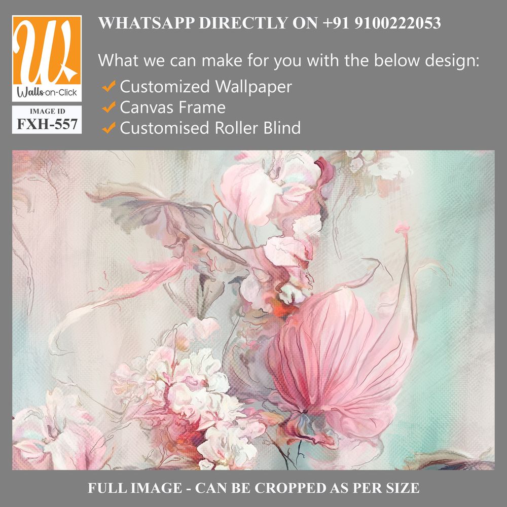 Art drawing on which leaves and flowers oil technique, photo wallpaper [WP-FXH-557]