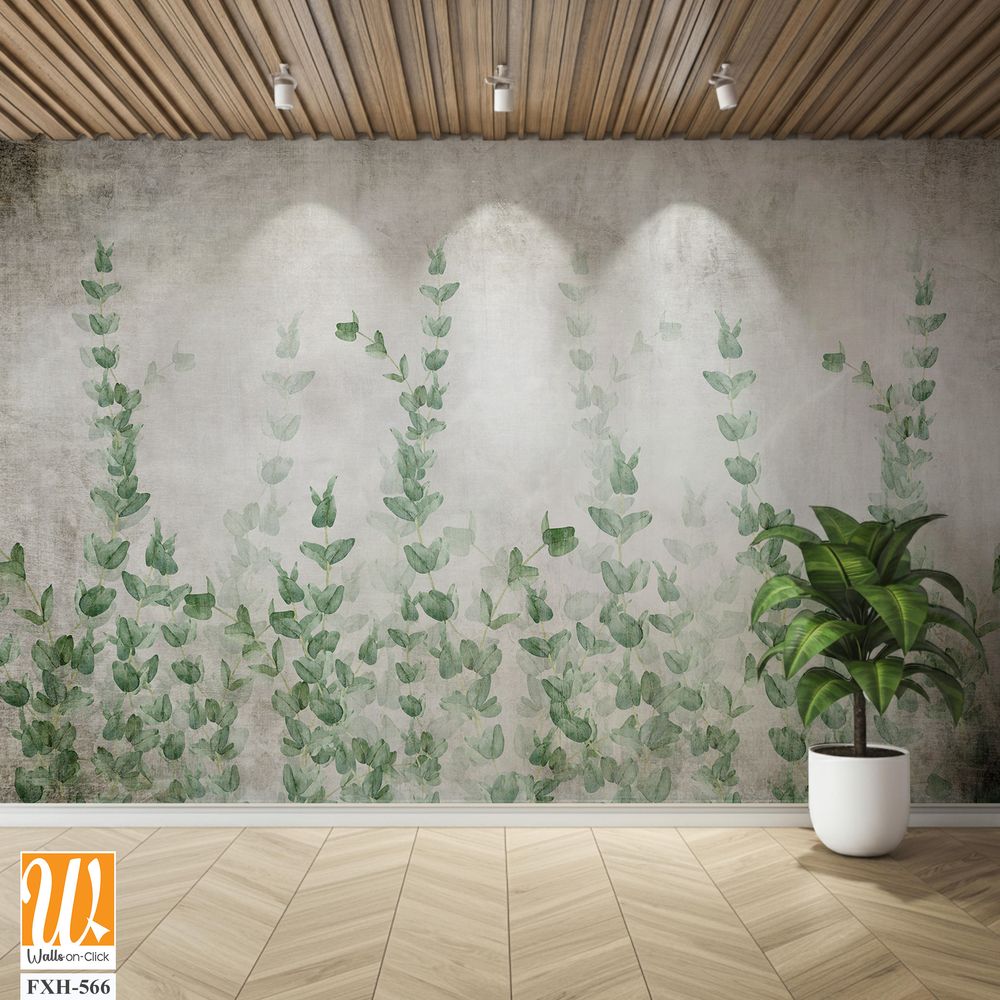 Tropical wallpaper, Tropic trees and leaves, wallpaper design for digital printing- 3d illustration [WP-FXH-566]