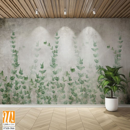 Tropical wallpaper, Tropic trees and leaves, wallpaper design for digital printing- 3d illustration [WP-FXH-566]