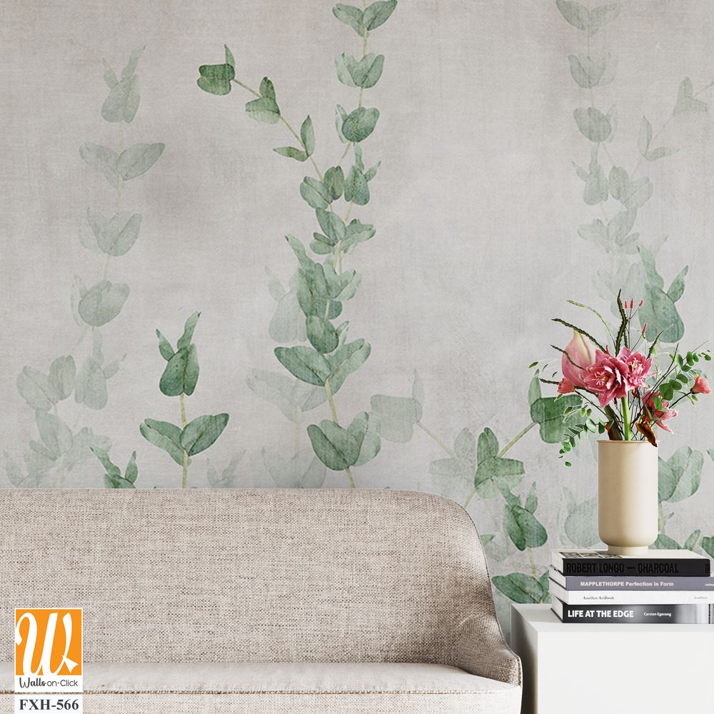Tropical wallpaper, Tropic trees and leaves, wallpaper design for digital printing- 3d illustration [WP-FXH-566]