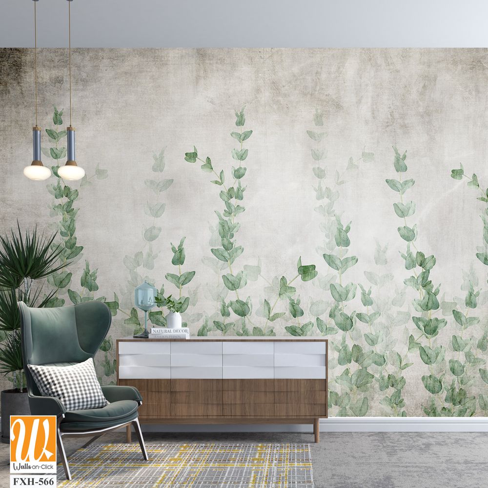 Tropical wallpaper, Tropic trees and leaves, wallpaper design for digital printing- 3d illustration [WP-FXH-566]