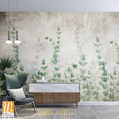 Tropical wallpaper, Tropic trees and leaves, wallpaper design for digital printing- 3d illustration [WP-FXH-566]