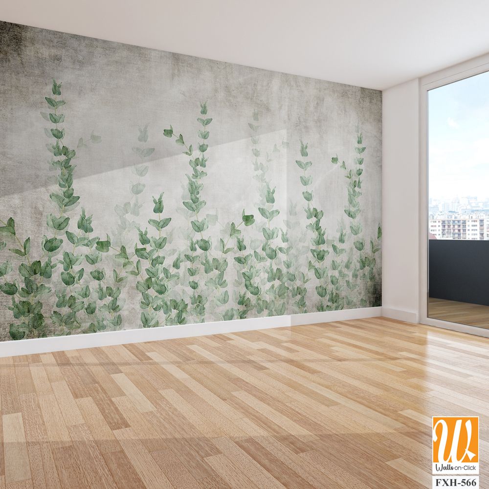 Tropical wallpaper, Tropic trees and leaves, wallpaper design for digital printing- 3d illustration [WP-FXH-566]