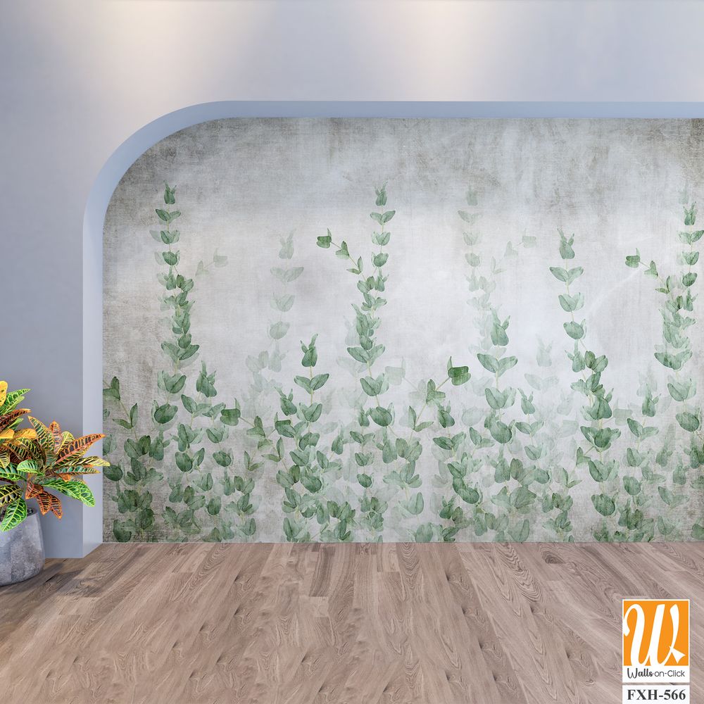 Tropical wallpaper, Tropic trees and leaves, wallpaper design for digital printing- 3d illustration [WP-FXH-566]