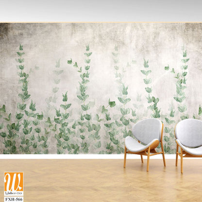 Tropical wallpaper, Tropic trees and leaves, wallpaper design for digital printing- 3d illustration [WP-FXH-566]