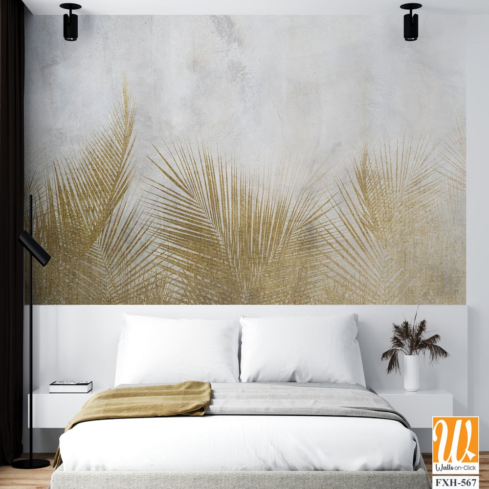 Tropical wallpaper, Tropic trees and leaves, wallpaper design for digital printing- 3d illustration [WP-FXH-567]