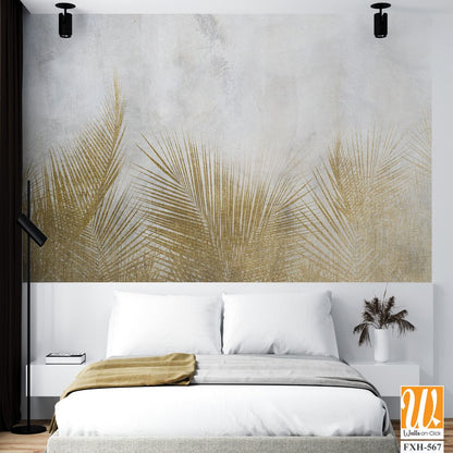 Tropical wallpaper, Tropic trees and leaves, wallpaper design for digital printing- 3d illustration [WP-FXH-567]