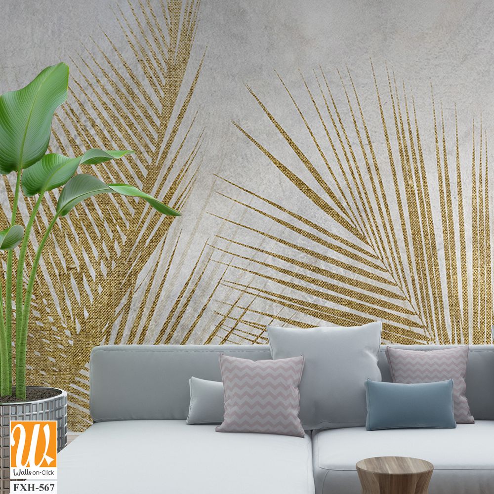 Tropical wallpaper, Tropic trees and leaves, wallpaper design for digital printing- 3d illustration [WP-FXH-567]
