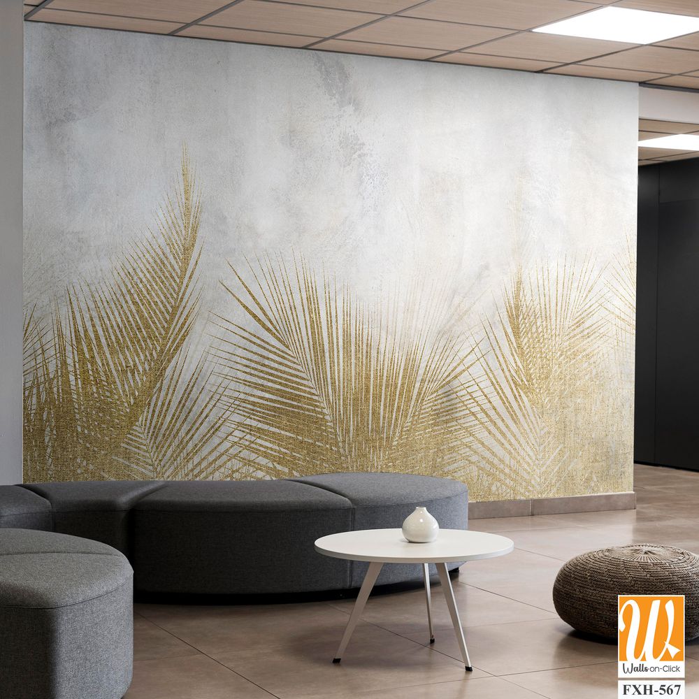 Tropical wallpaper, Tropic trees and leaves, wallpaper design for digital printing- 3d illustration [WP-FXH-567]