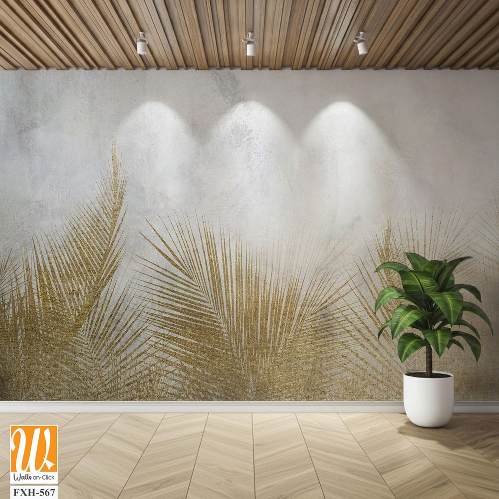 Tropical wallpaper, Tropic trees and leaves, wallpaper design for digital printing- 3d illustration [WP-FXH-567]