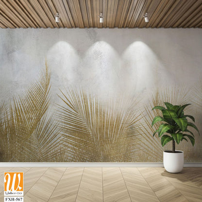 Tropical wallpaper, Tropic trees and leaves, wallpaper design for digital printing- 3d illustration [WP-FXH-567]