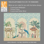 Mughal decorative pattern with palm tree, plant, bird, peacock illustration for wallpaper [WP-FXH-569]