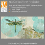 Dragonflies that fly on canvas texture background with watercolor highlights photo wallpaper [WP-FXH-575]