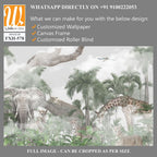 Tropical Trees and safari animals wallpaper design for digital printing - 3D illustration [WP-FXH-578]