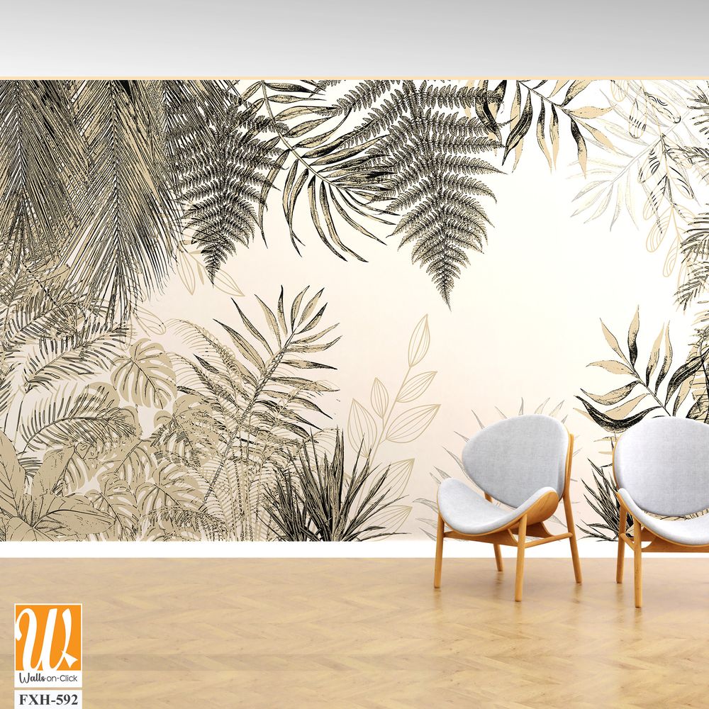 Tropical Trees wallpaper design for digital printing - Mural - 3D illustration [WP-FXH-592]
