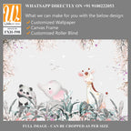 Cute animals wallpaper design for kids rooms- 3d illustration [WP-FXH-598]