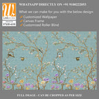 3d wallpaper design with little flowers,country style branches and flowers and birds for mural print [WP-FXH-610]
