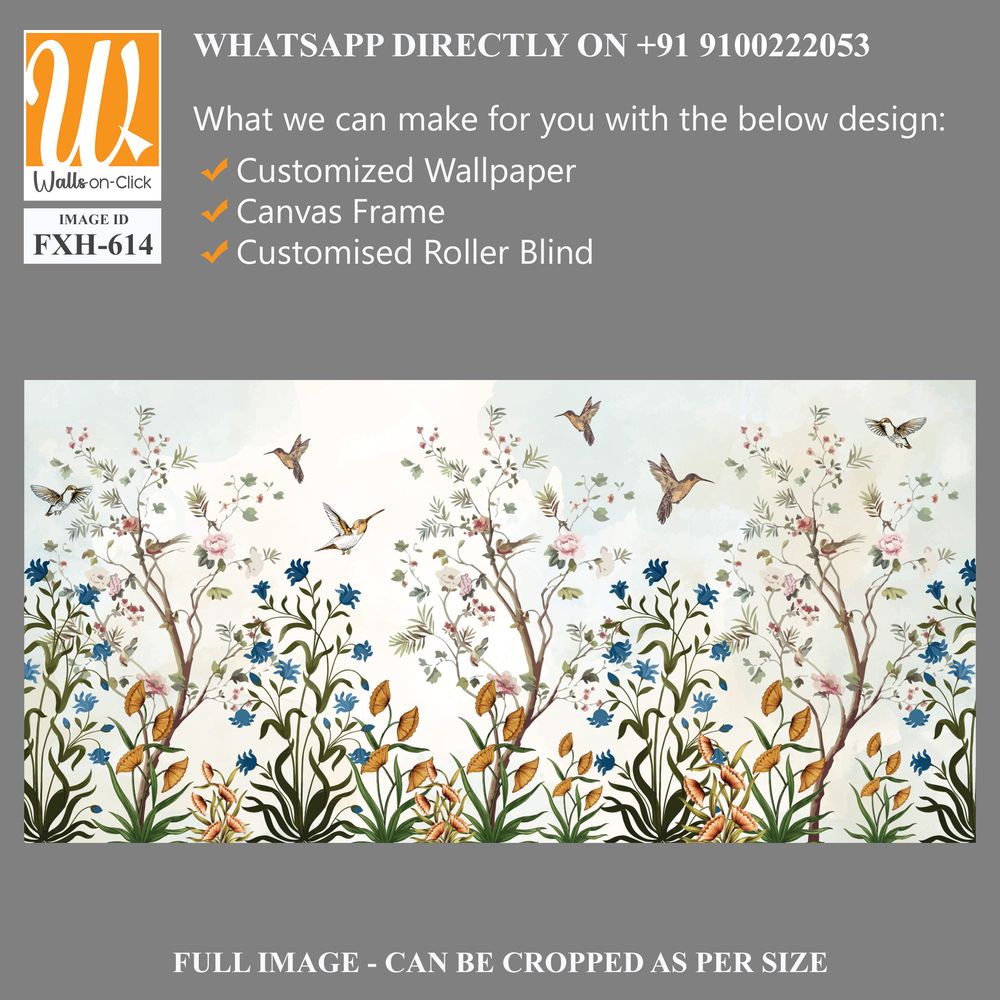 Vintage tree Background, Vintage Flower Background Design. Vintage Bird. [WP-FXH-614]