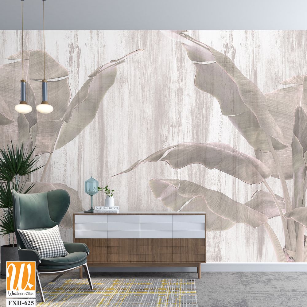 Tropical trees and leaves - 3d wallpaper - wallpaper mural- 3D illustration [WP-FXH-625]