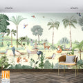 Tropical jungle safari animal forest illustration for wallpaper print [WP-FXH-629]