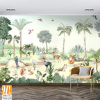 Tropical jungle safari animal forest illustration for wallpaper print [WP-FXH-629]