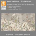 Art drawing in vintage style in light beige tones, wallpaper on which dried flowers are depicted, texture background. [WP-FXH-644]