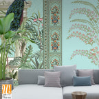 Traditional Mughal Wall Design, Mughal Arch, Peacock, Flower, Seamless Border, Dome. [WP-FXH-662]