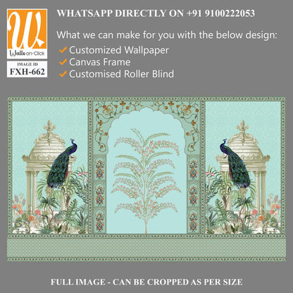 Traditional Mughal Wall Design, Mughal Arch, Peacock, Flower, Seamless Border, Dome. [WP-FXH-662]
