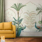 Traditional Mughal Background Design, Peacock, Tree, Seamless, Mughal Arch. [WP-FXH-665]