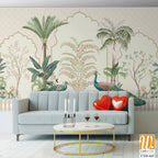 Traditional Mughal Background Design, Peacock, Tree, Seamless, Mughal Arch. [WP-FXH-665]