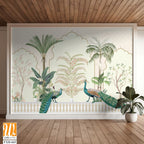 Traditional Mughal Background Design, Peacock, Tree, Seamless, Mughal Arch. [WP-FXH-665]