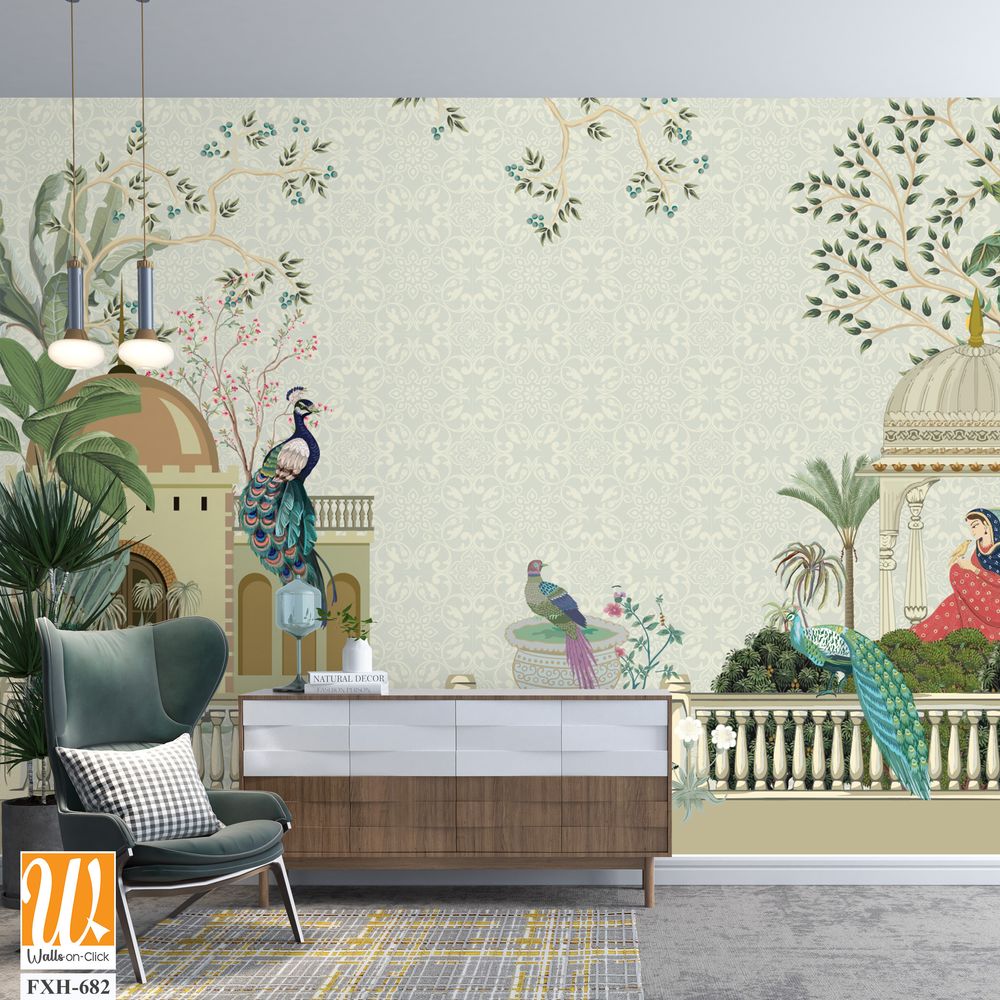 Traditional Mughal Background Design, Wedding invitation. [WP-FXH-682]