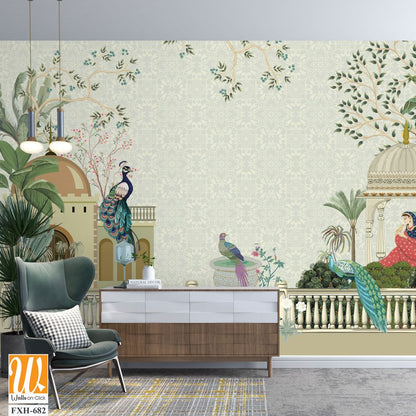 Traditional Mughal Background Design, Wedding invitation. [WP-FXH-682]