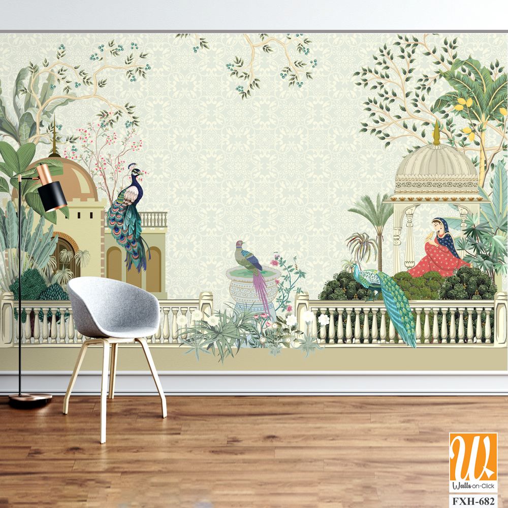 Traditional Mughal Background Design, Wedding invitation. [WP-FXH-682]