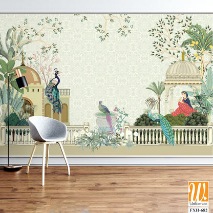 Traditional Mughal Background Design, Wedding invitation. [WP-FXH-682]