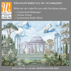 Ancient Roman architecture with garden, column, tree landscape illustration for wallpaper [WP-FXH-706]