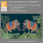 Indian miniature painting of adorned elephants on procession illustration for wallpaper [WP-FXH-715]