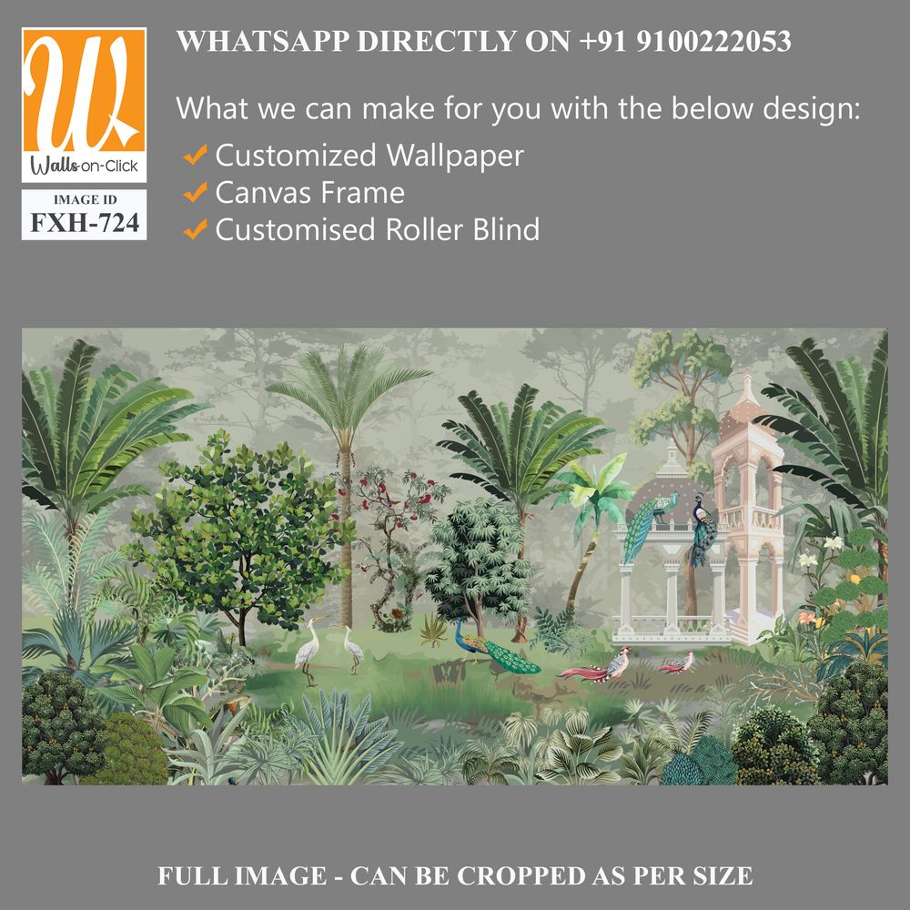 Palm Trees Tropical Wallpaper, Jungle Landscape Mural Decor,Mughal garden. [WP-FXH-724]