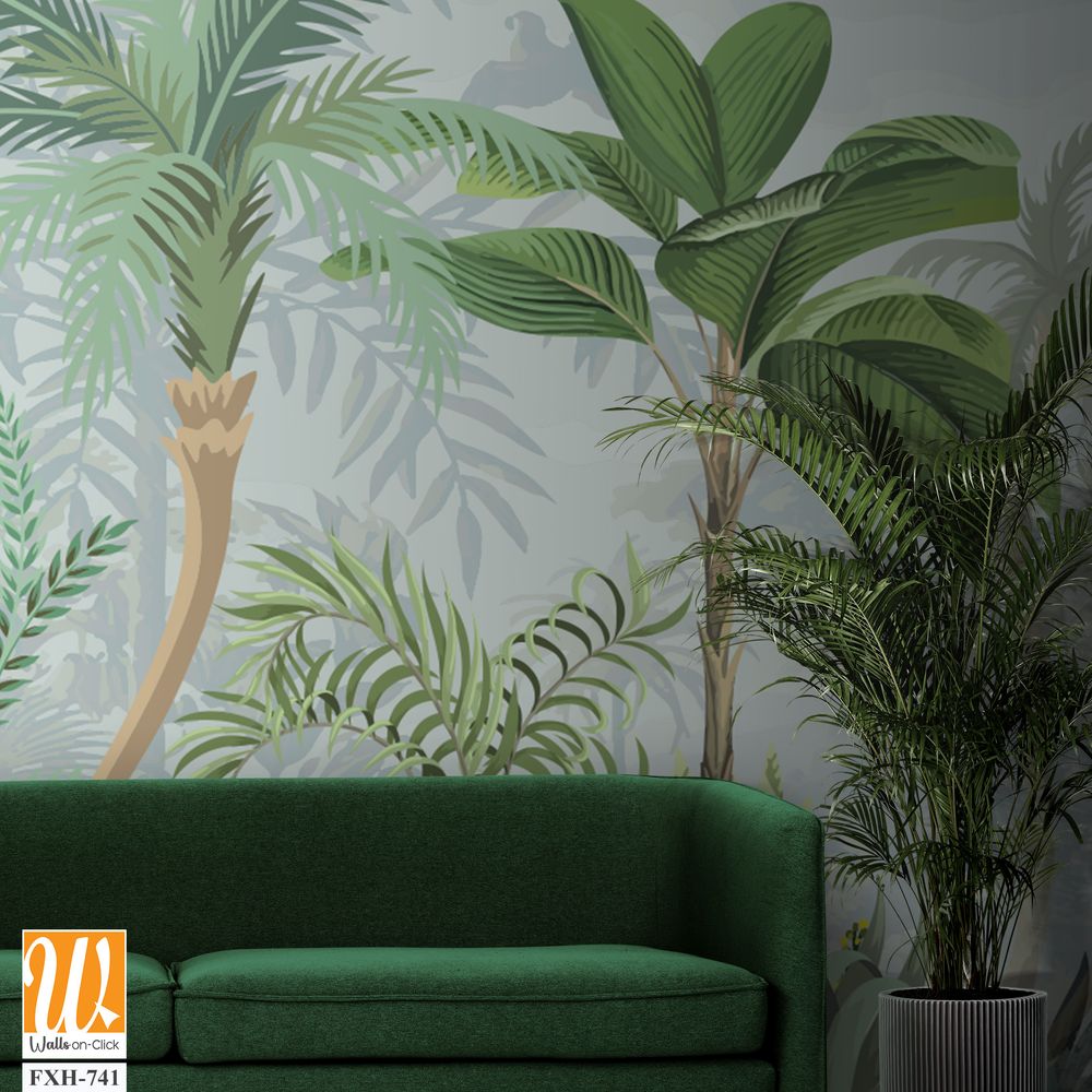 Traditional Mughal Seamless Jongle background, Seamless, Mural Background Design. [WP-FXH-741]