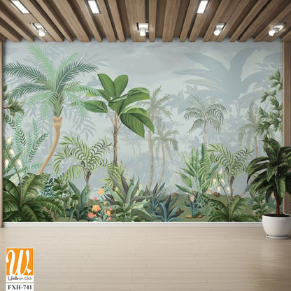 Traditional Mughal Seamless Jongle background, Seamless, Mural Background Design. [WP-FXH-741]