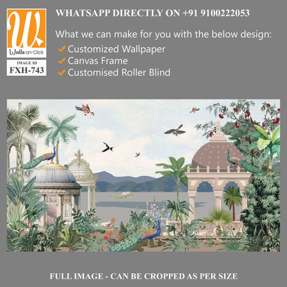 Traditional Mughal Mural Design, Mughal Mural, Mughal Background, Dom, Birds. [WP-FXH-743]
